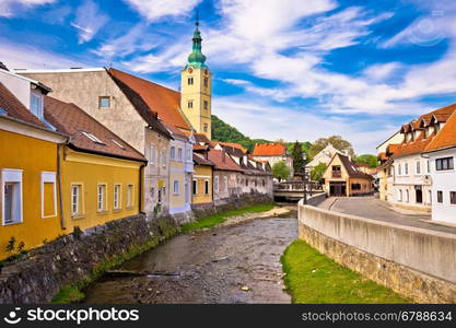 Samobor river and old streets view, town in northern Croatia