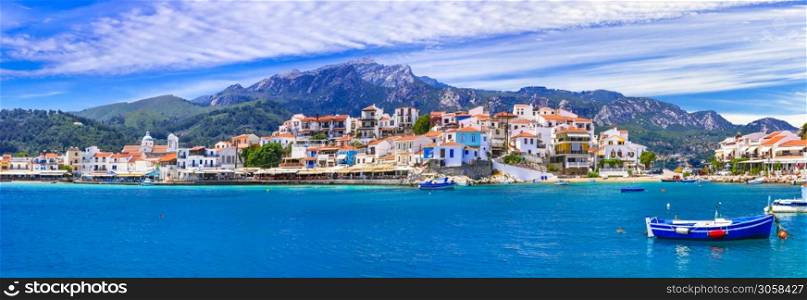 Samos island, beautiful sea village Kokkari. Greece travel and landmarks