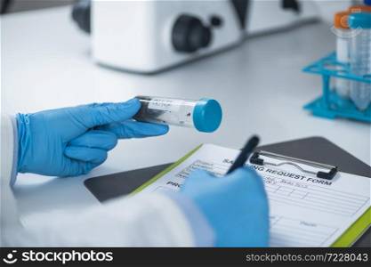 Sample preparation for pesticide testing in laboratory. Marking samples for organic certification procedure . Sample Preparation for Pesticide Testing in Laboratory