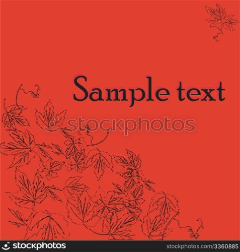 Sample text card with wine leaves motif, wine label