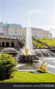 Samson fountain in Peterhof lower park in Saint-Petersburg, Russia.