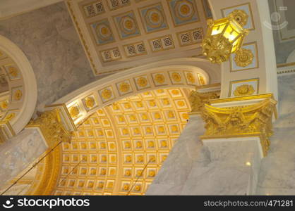 Samut Prakan, THAILAND - March 23, 2019. St. Louis Marie de Montfort Church interior features Italian architecture & stained glass windows. The church is used for the University's religious function.