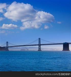 San Francisco Bay bridge from Pier 7 in California USA