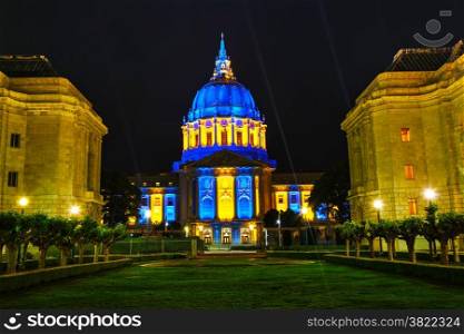 San Francisco city hall illuminated at night time