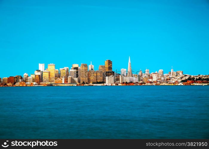 San Francisco cityscape as seen from Treasure Island in the night