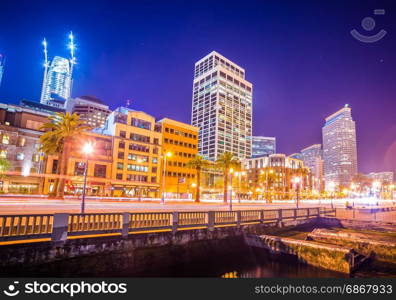 san francisco downtown city skyline at night