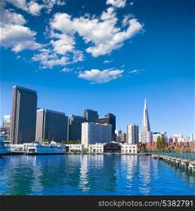 San Francisco downtown from pier 7 in California USA