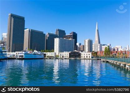 San Francisco downtown from pier 7 in California USA
