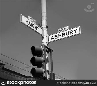 San Francisco Haight Ashbury street sign junction corner in California USA