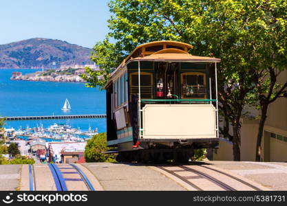 San francisco Hyde Street Cable Car Tram of the Powell-Hyde in California USA