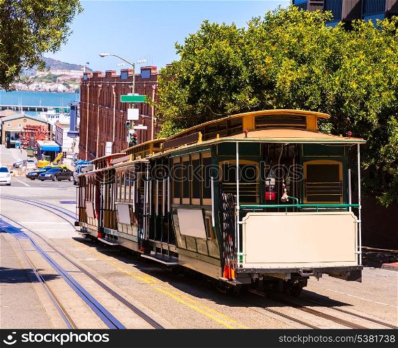 San francisco Hyde Street Cable Car Tram of the Powell-Hyde in California USA