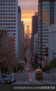 San Francisco road, Cable car route, Bay Bridge, California, USA