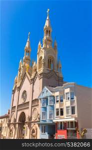 San Francisco Saints Peter and Paul Church at Washington Square in Filbert St California USA