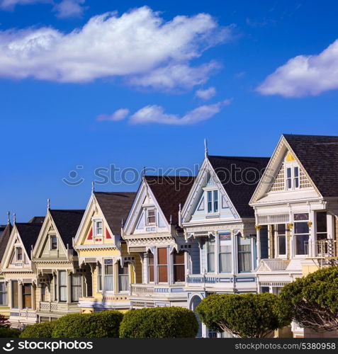 San Francisco Victorian houses in Alamo Square at California USA