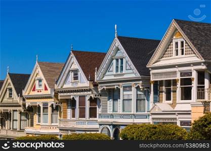 San Francisco Victorian houses in Alamo Square at California USA