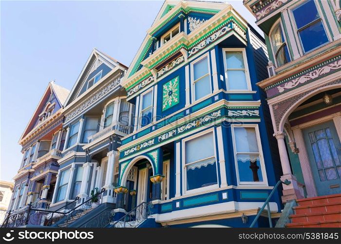 San Francisco Victorian houses in Haight Ashbury of California USA