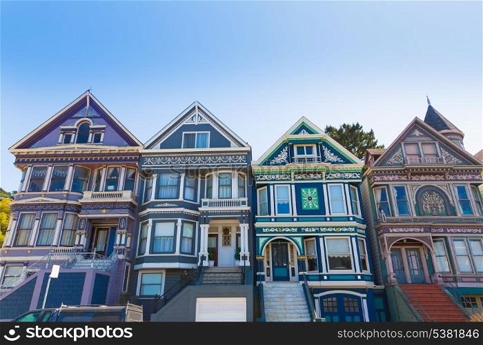 San Francisco Victorian houses in Haight Ashbury of California USA