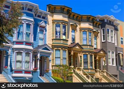 San Francisco Victorian houses in Pacific Heights of California USA