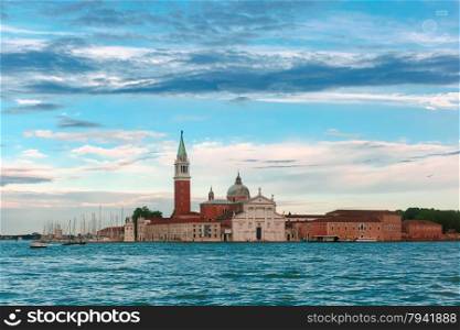 San Giorgio di Maggiore church at evening in Venice lagoon, Italia