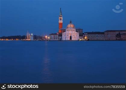San Giorgio Maggiore Island at night, Venice, Italy