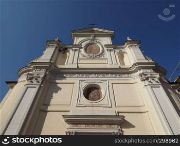 San Giovanni Battista (John the Baptist) church in Alba, Italy. Hic Domus Dei means The House of the Lord. San Giovanni Battista church in Alba