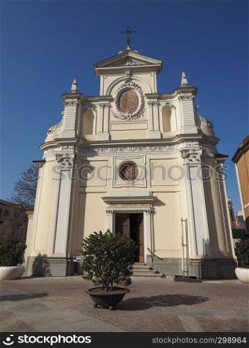 San Giovanni Battista (John the Baptist) church in Alba, Italy. Hic Domus Dei means The House of the Lord. San Giovanni Battista church in Alba