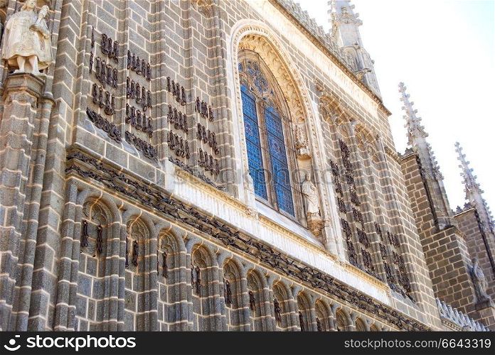 San Juan de Reyes church in Toledo with old shackles decoration in Spain
