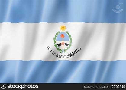 San Juan province flag, Argentina waving banner collection. 3D illustration. San Juan province flag, Argentina