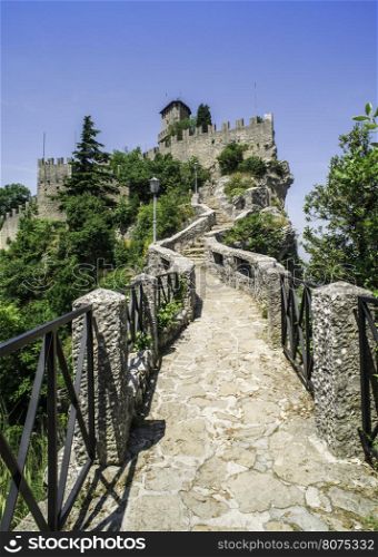 San Marino castle. Summer time. Sunny day