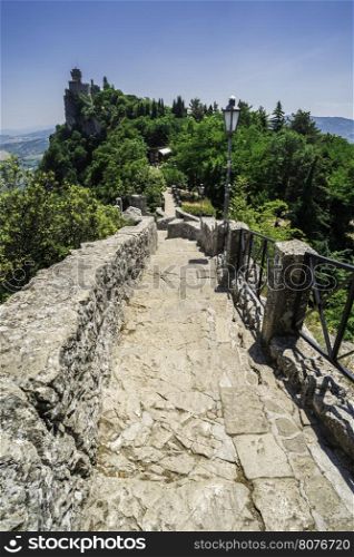 San Marino castle. Summer time. Sunny day
