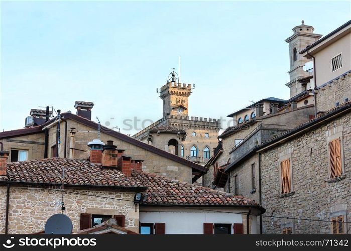 San Marino (oldest republic in the world) town old architecture view.