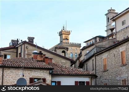 San Marino (oldest republic in the world) town old architecture view.