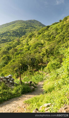 San Pedro volcano hiking trail on Lake Atitlan, Guatemala