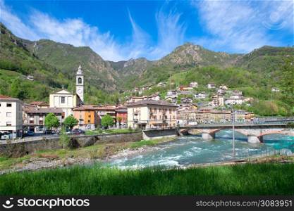 San Pellegrino Terme. village in the brembana valley. Bergamo. Italy. Parish church area