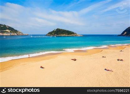 San Sebastian city beach in the Donostia San Sebastian city, Basque Country in northern Spain