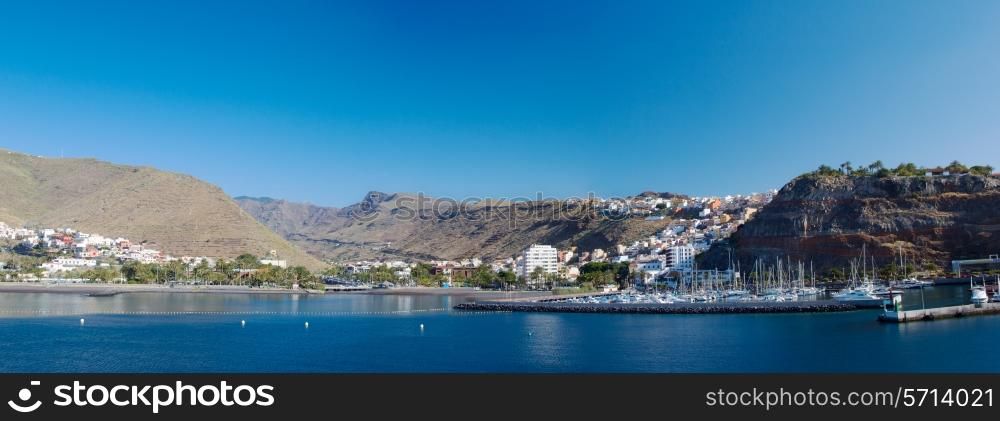 San Sebastian de La Gomera panorama. The main port and capital of La Gomera island, Canary islands, Spain.