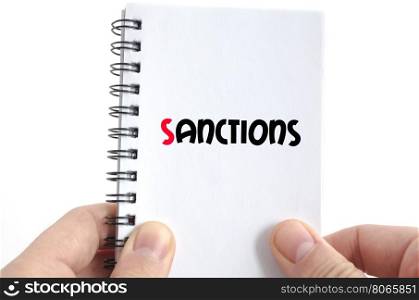 Sanctions text concept isolated over white background