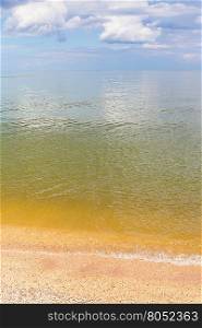 sand and shelly coastline Sea of Azov, Temryuk bay, Golubitskaya resort, Taman peninsula, Kuban, Russia