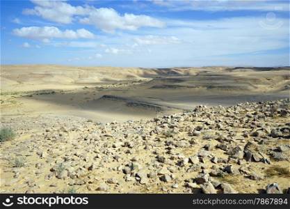 Sand and stones in Negev desert, Israel