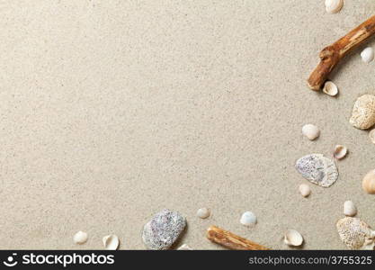 Sand background. Sandy beach texture. Summer concept. Top view