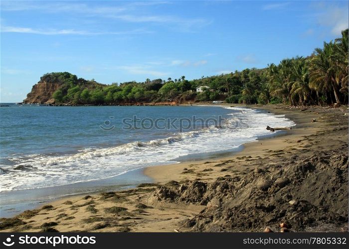 Sand beach on the coast of caribean island Grenada