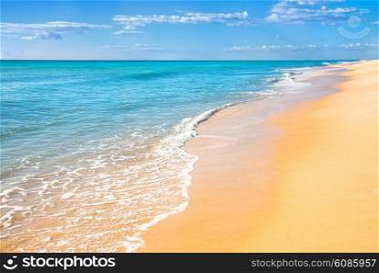 Sand beach with surf water background