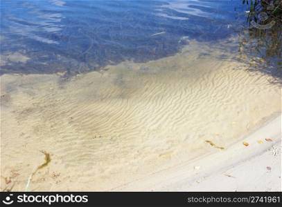 Sand bottom of autumn lake