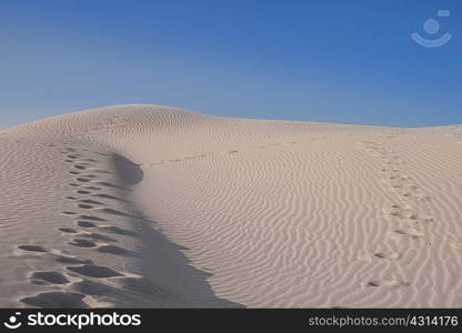 Sand dune and footprints, Cagliari, Sardinia, Italy