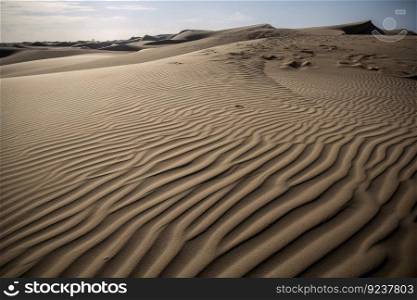 sand dune with swirl pattern, reminiscent of windblown sand, created with generative ai. sand dune with swirl pattern, reminiscent of windblown sand