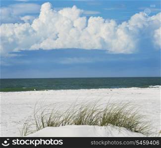 Sand Dunes And Beautiful Sky On A Seashore