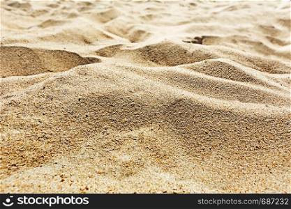 Sand dunes in the desert or on the beach in close-up in the deep sun