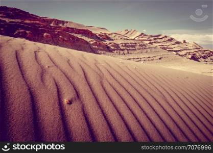 Sand dunes landscape in Valle de la Luna, San Pedro de Atacama, Chile. Sand dunes in Valle de la Luna, San Pedro de Atacama, Chile