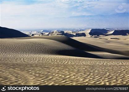 Sand dunes on a landscape, Huacachina, Ica, Ica Region, Peru