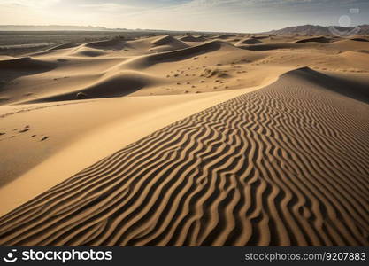 sand dunes with intricate patterns and designs, like a living work of art, created with generative ai. sand dunes with intricate patterns and designs, like a living work of art